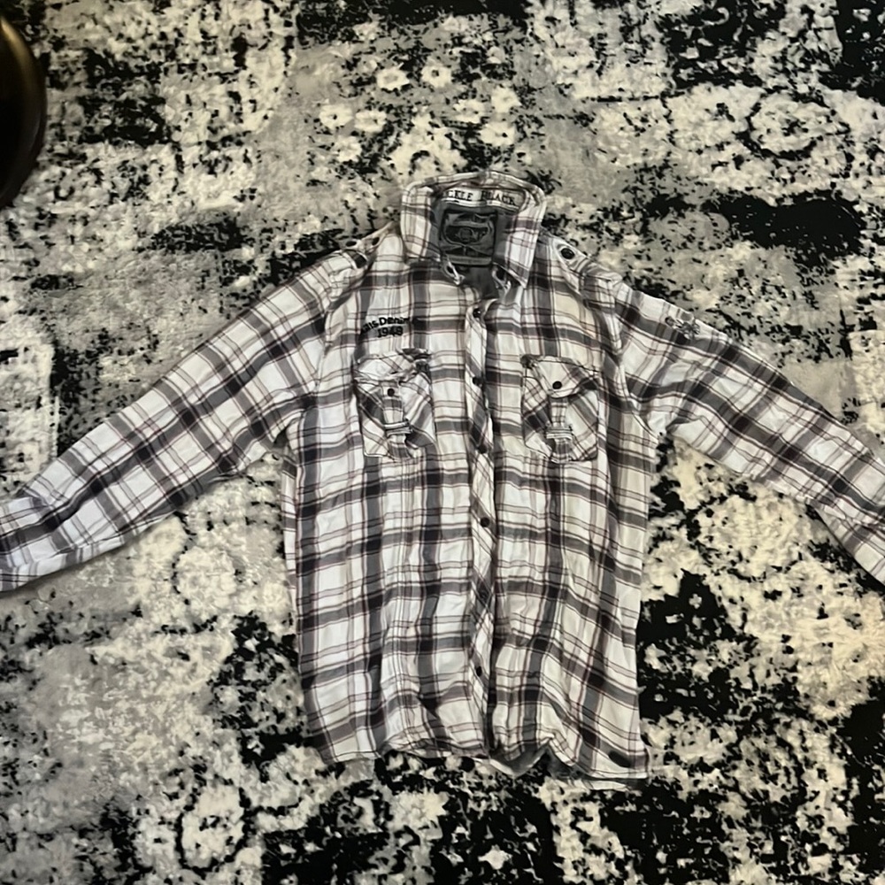 Buckle Black Large Athletic fit plaid shirt